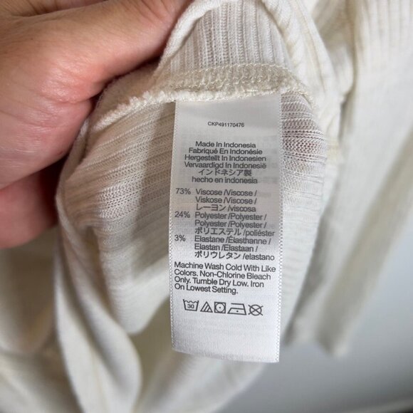 Madewell $55 Ribbed Turtleneck Long-Sleeve Tee Cream Size L NT768 - Picture 3 of 5